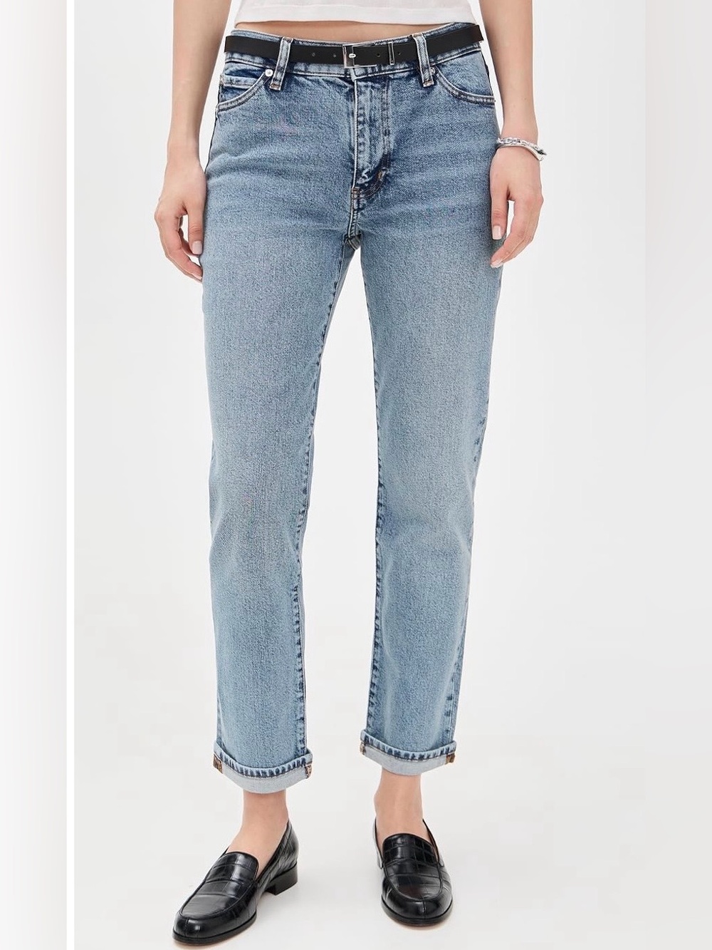 Frame Denim The Borrowed High-rise Slim Leg Blue Jeans Size 27 NWT - Picture 4 of 9